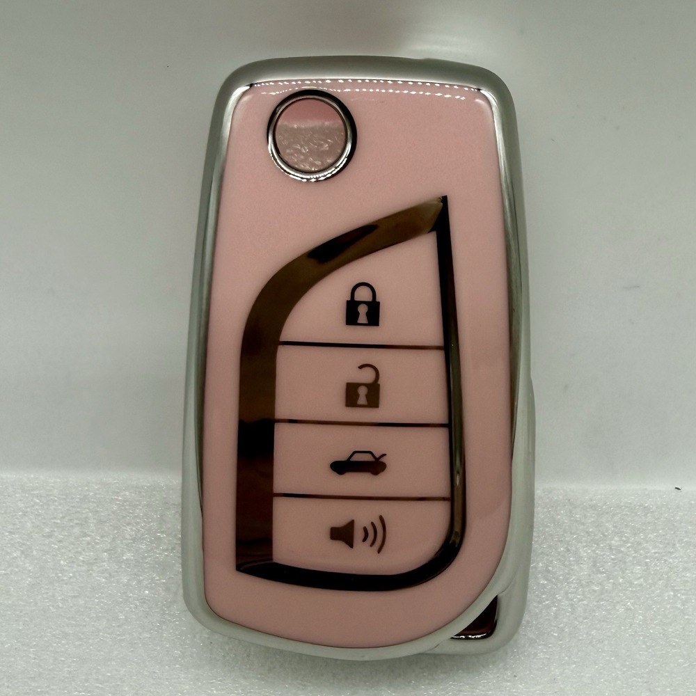 Pink Key Fob Skin 4 Button for Toyota Camry 2018-2022, Corolla 2020-2021